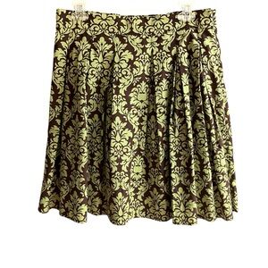 Vintage Beebop & Wally New York Paisley Pleated Skater Circle Skirt Size S Brown